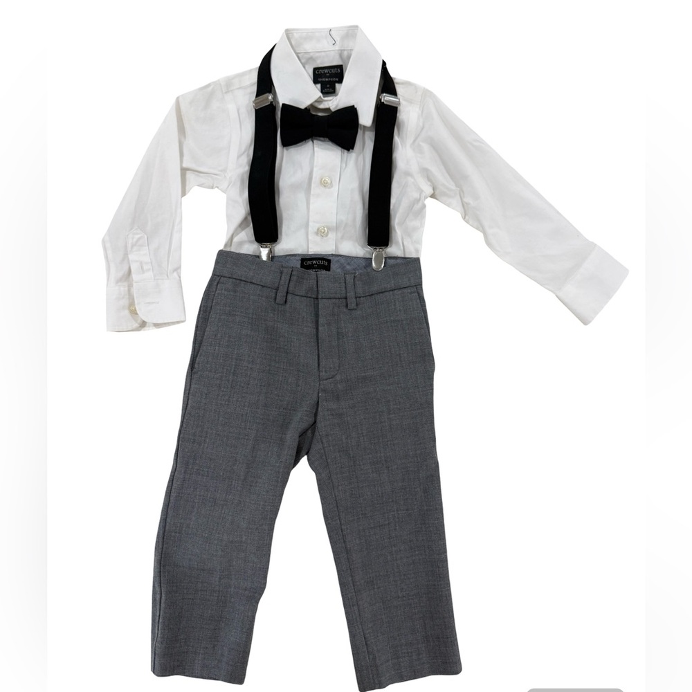 Formal Crewcuts Kids White and Gray Gentlemen Matching Set size 2T